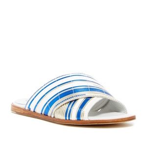 Miista Blue and White Striped Sandals
